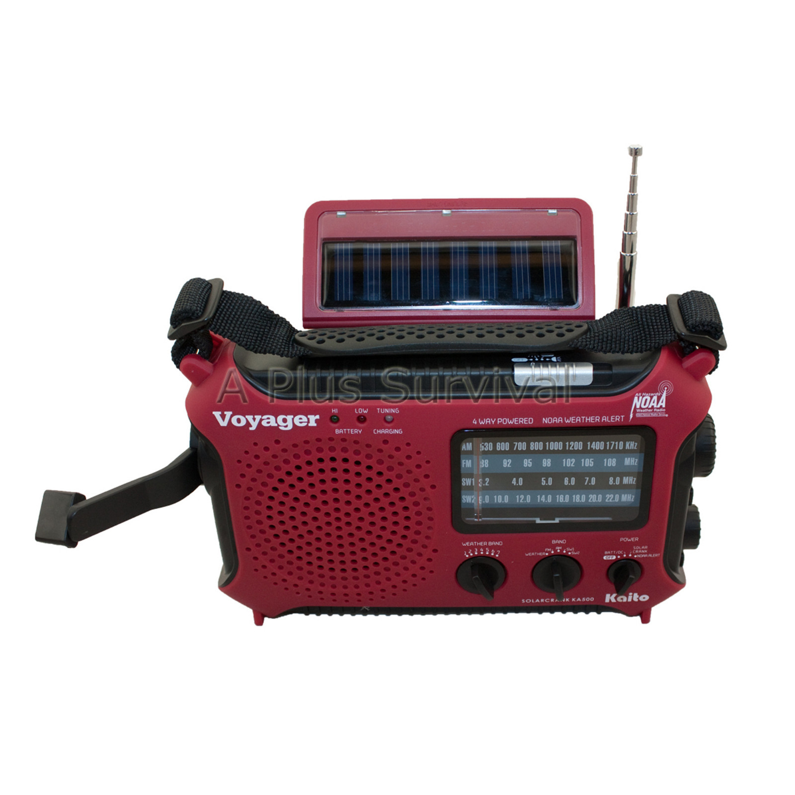 Red Kaito KA500 Voyager Solar Crank Battery Survival Radio AM FM Shortwave