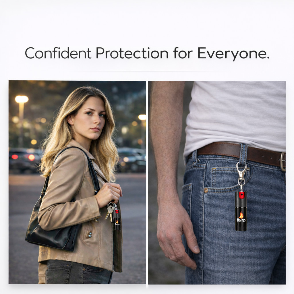 2 Pack Burn Pepper Spray Keychain Police Strength OC 0.5oz Self Defense Black