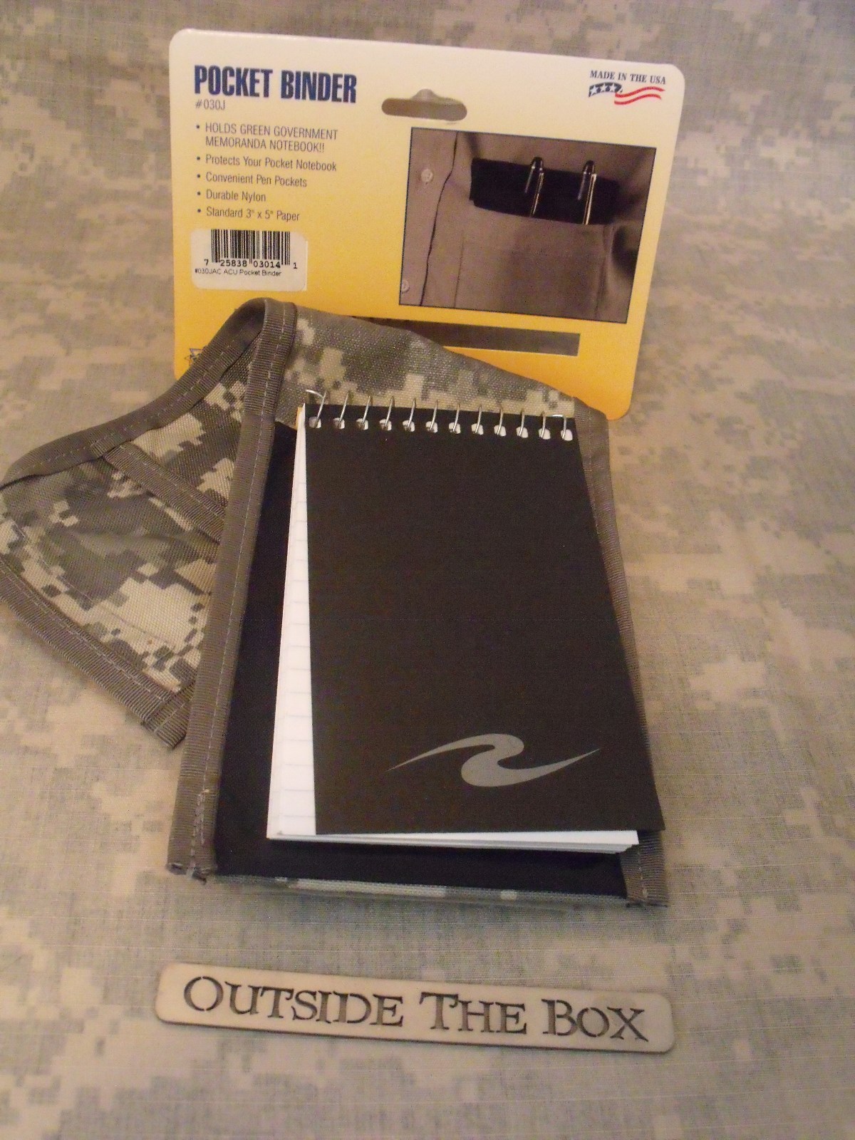US Military “Pocket Binder” 3″x5″ Notebook, ACU Nylon, Pen/Storage Pocket