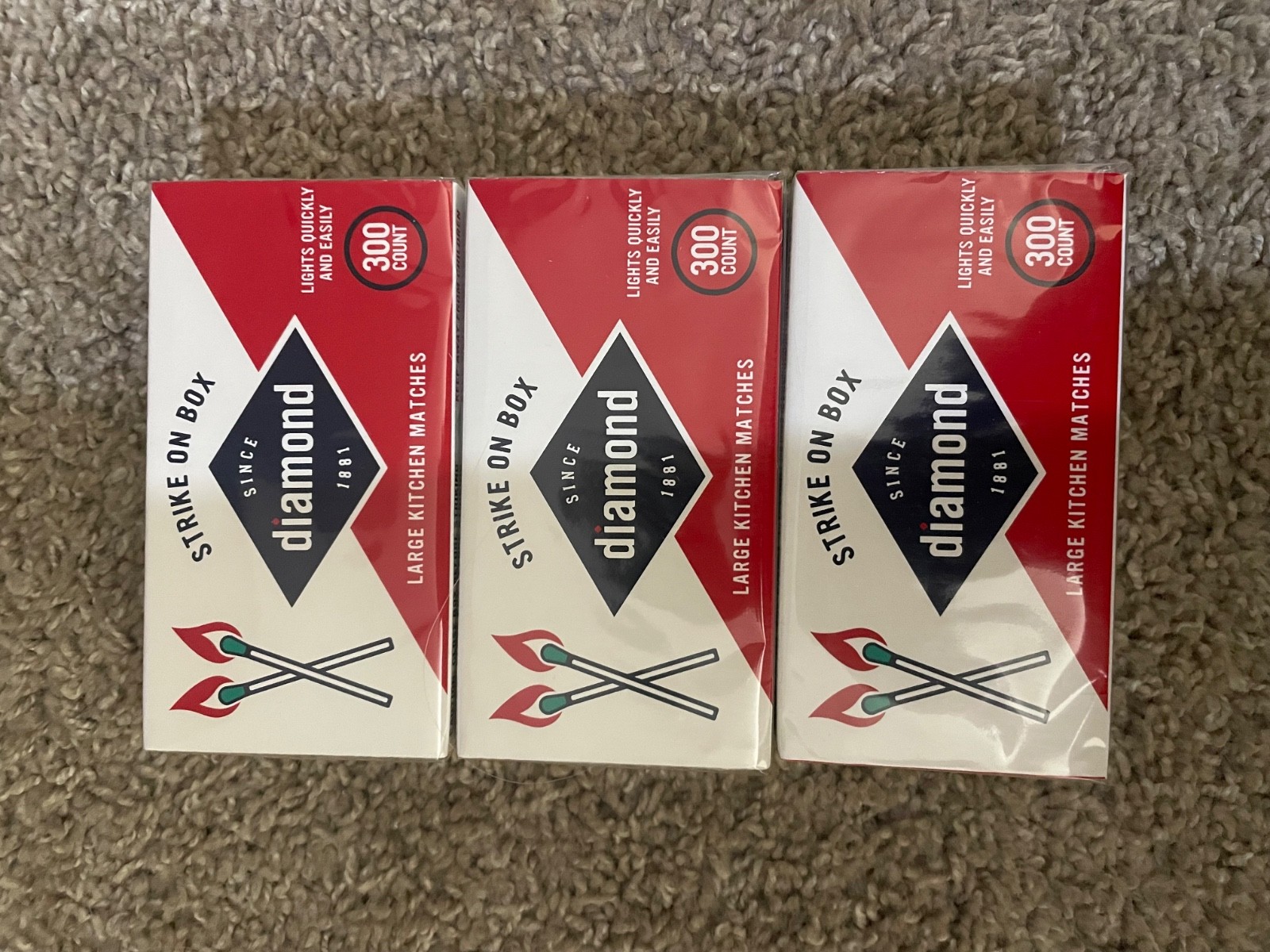 Diamond-Strike ON Box Matches [3 boxes of 300 each] Total 900