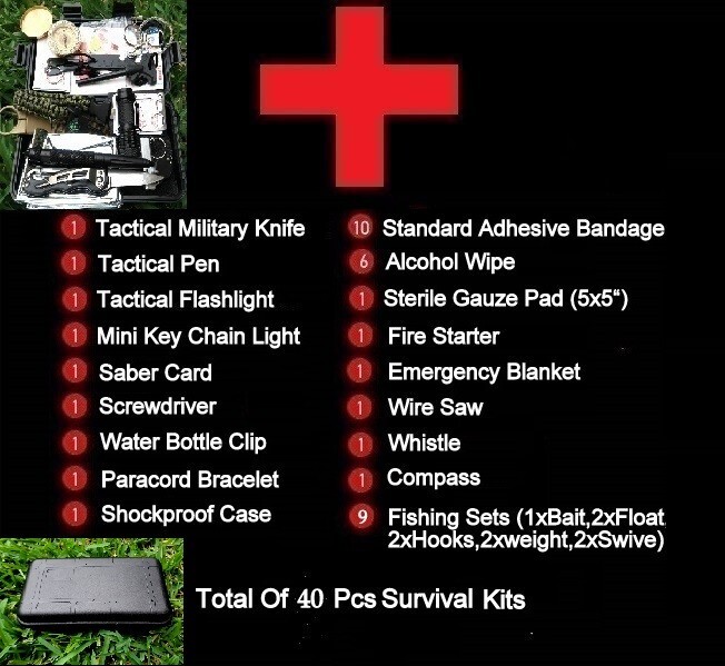Galaxy 40 piezas en uno para kits de emergencia de supervivencia Gear Outdoor