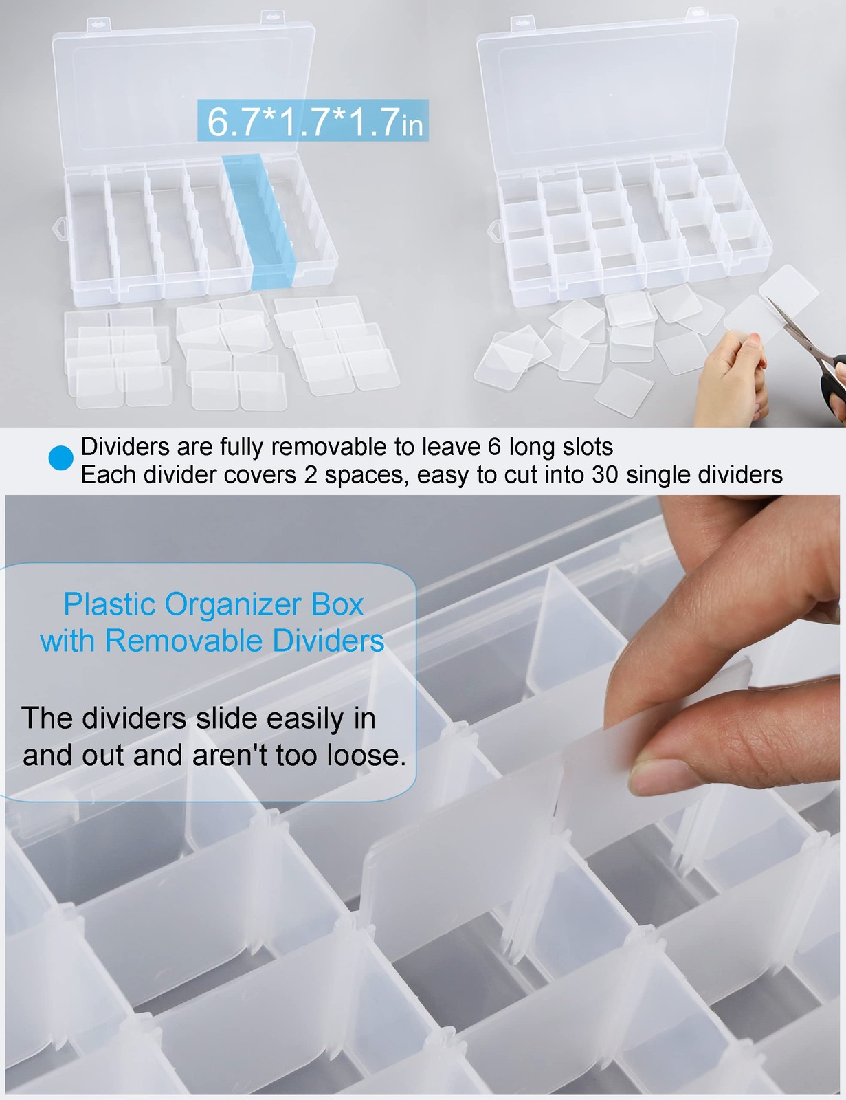 Hlotmeky Bead Organizer 36 Grids 4 Pack Clear 10.9 x 7 x 1.7 inches, clear