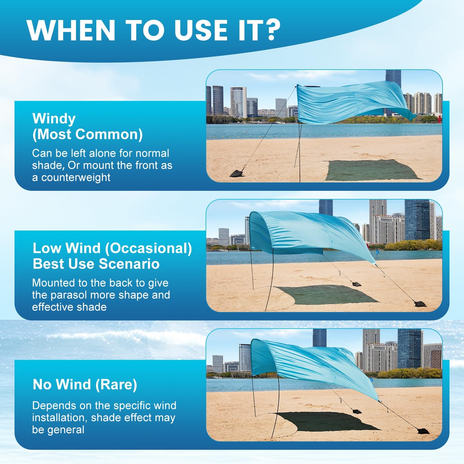 2 Pack Beach Shade sandbag:15.5inx11.5in;clamp:3.2inx1.9in;cords:60″, Black