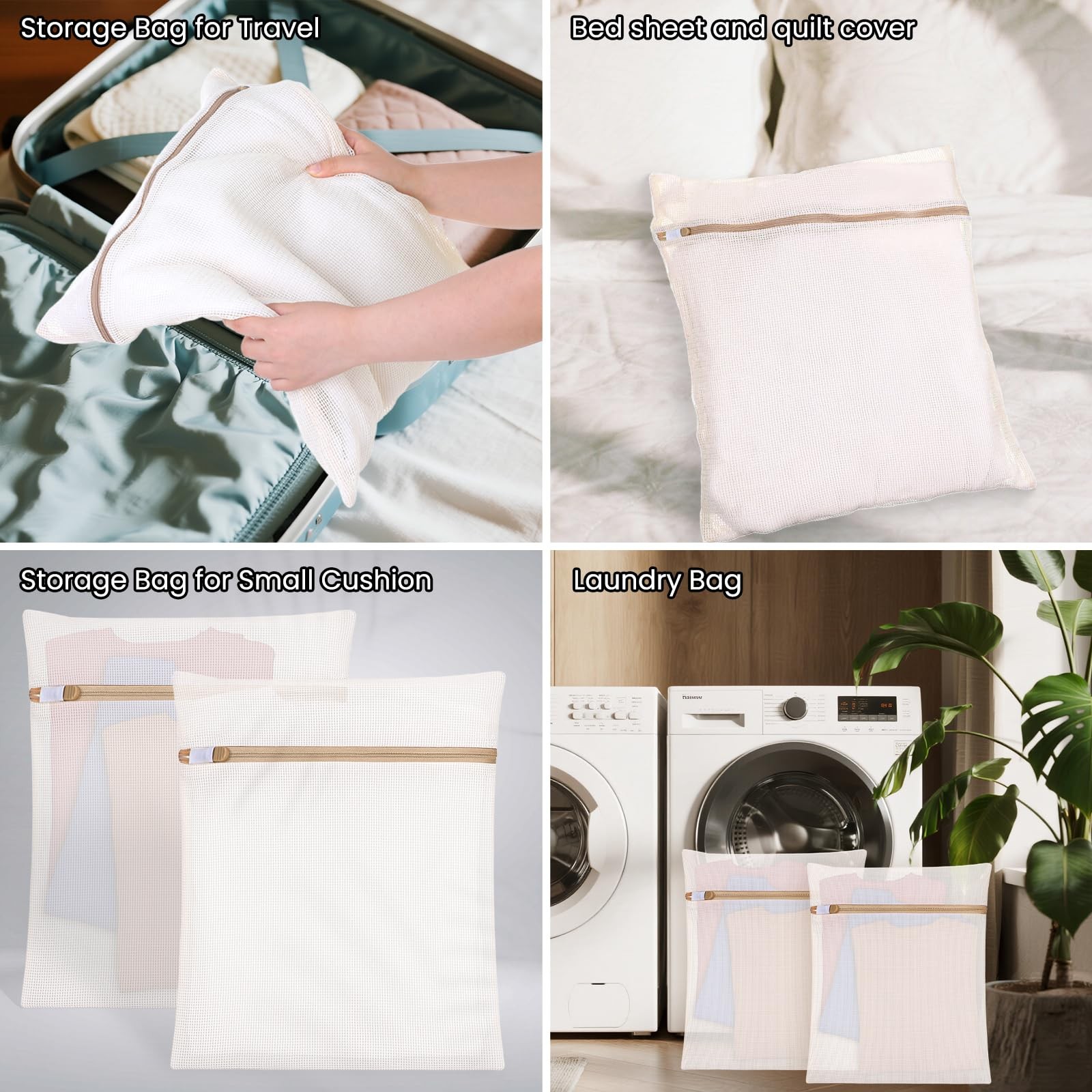 6 Pieces Large Durable Organic Cotton Mesh 15.7 inches x 11.8 inches, white