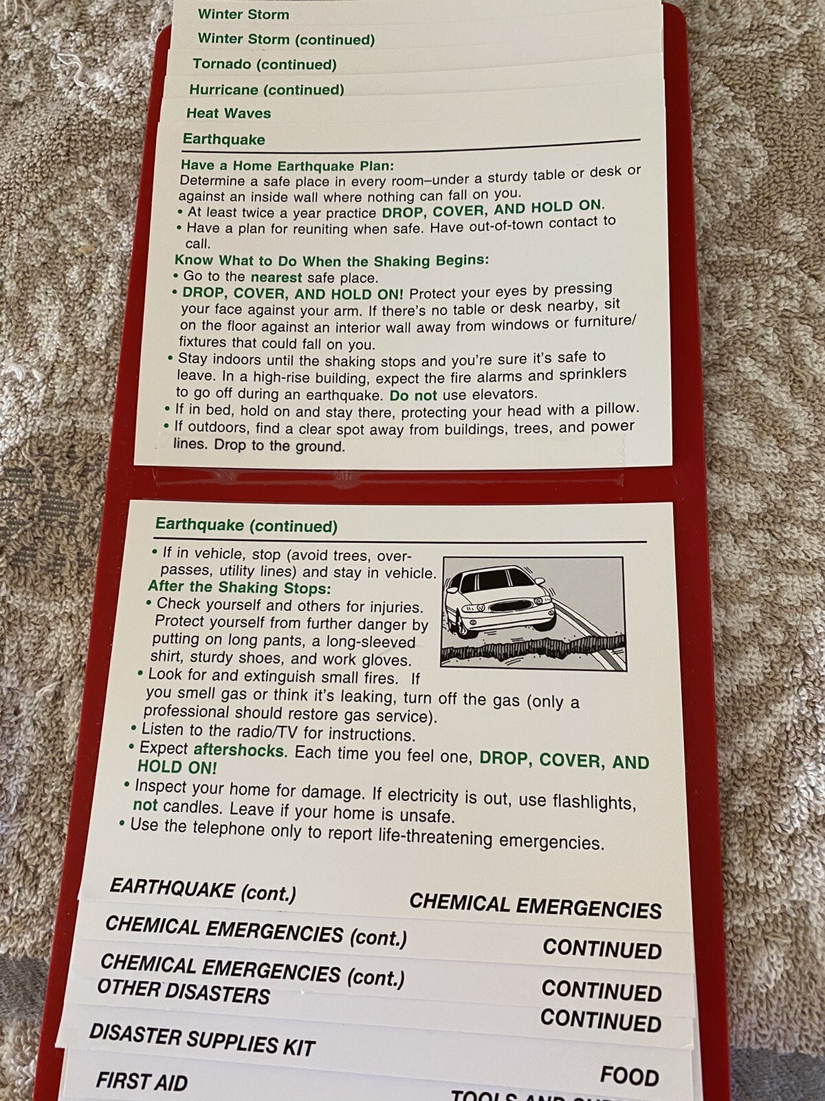 emergency preparedness flip chart (flipper) w/magnets on back, easy to use 