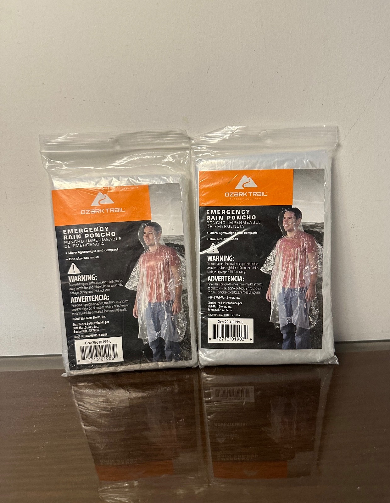 2 Pack Ozark Trail Emergency Rain Poncho – Clear, Lightweight, Waterproof Adult