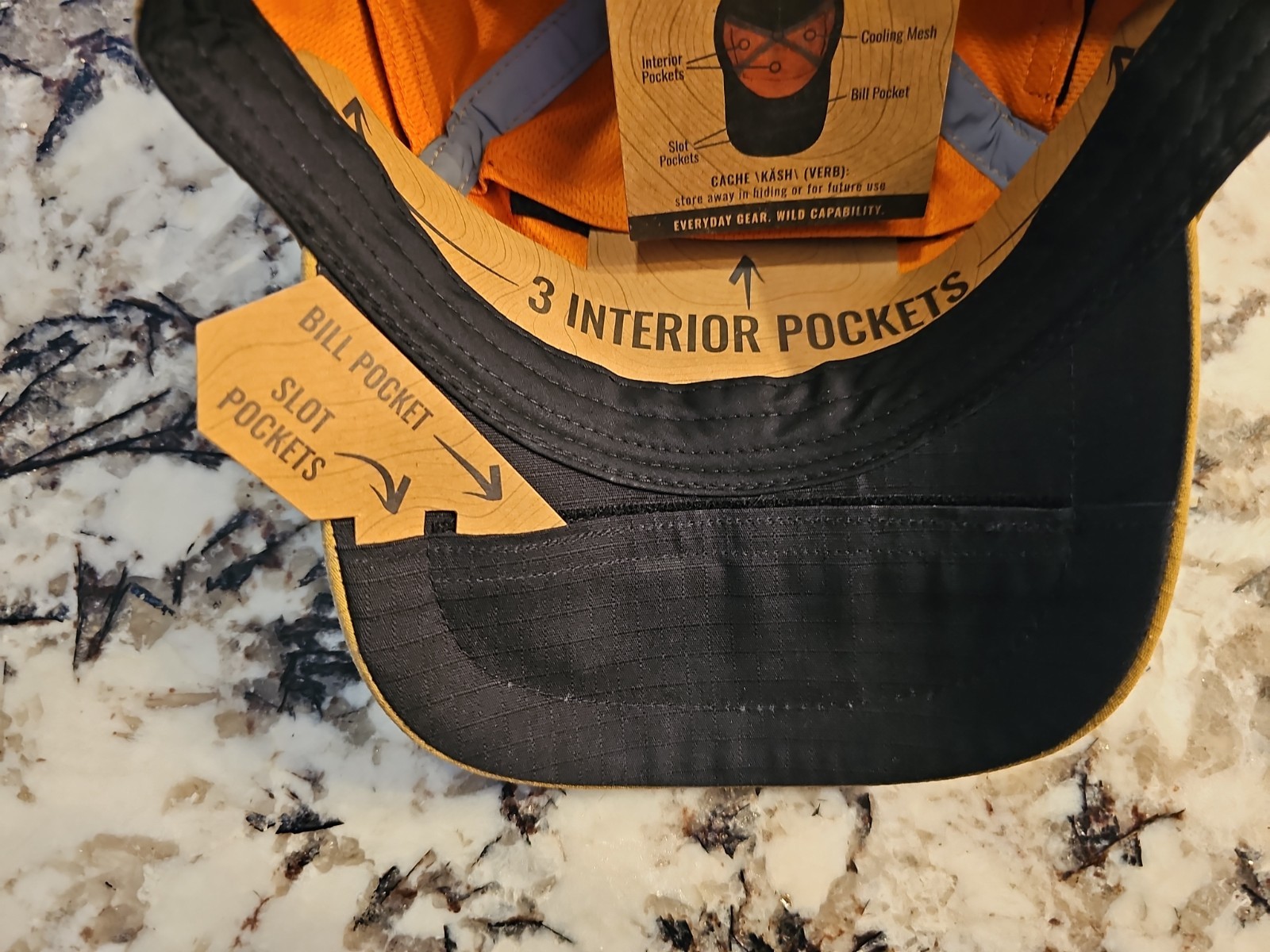Wazoo Patch Cache Cap – 6 Secret Pocket Hat (Coyote Brown) Updated Version