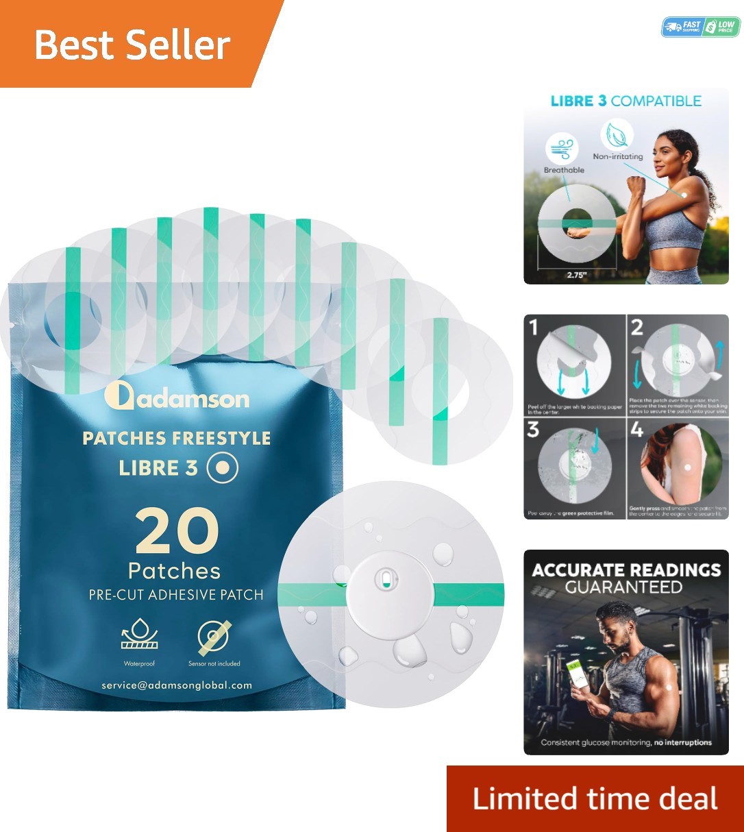 20 Non-Irritating Waterproof Patches for Freestyle Libre 3 – Easy Application