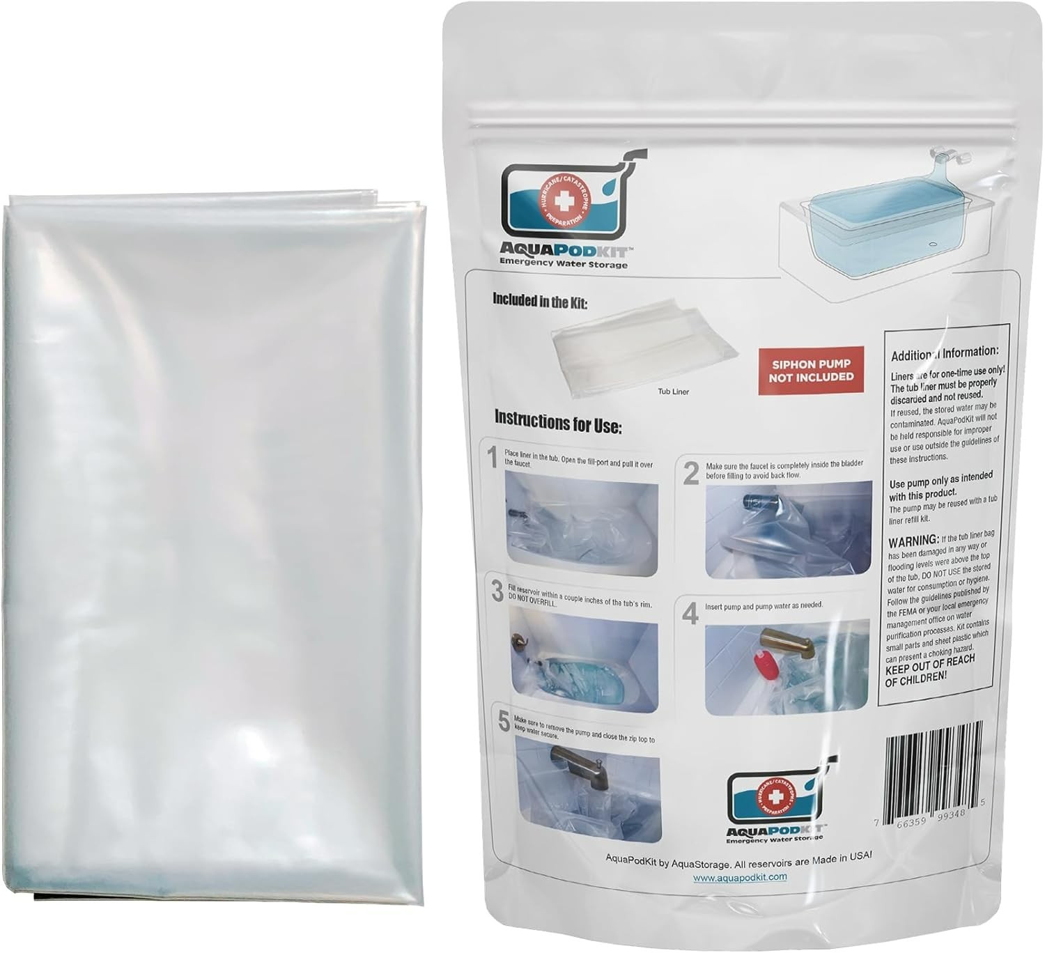 Kit 2.0 – Replacement Liner Bathtub Storage Emergency Drinking Water Storage