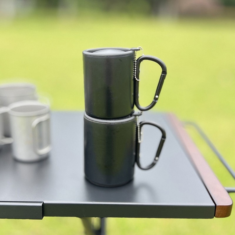 Carabiner Hook Handle Mug with Lid Outdoor Travel Coffee Mug Camping Hiking Cup