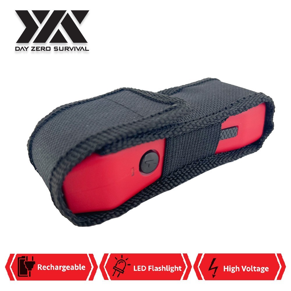 Red Slim Mini Rechargeable Stun Gun with Flashlight