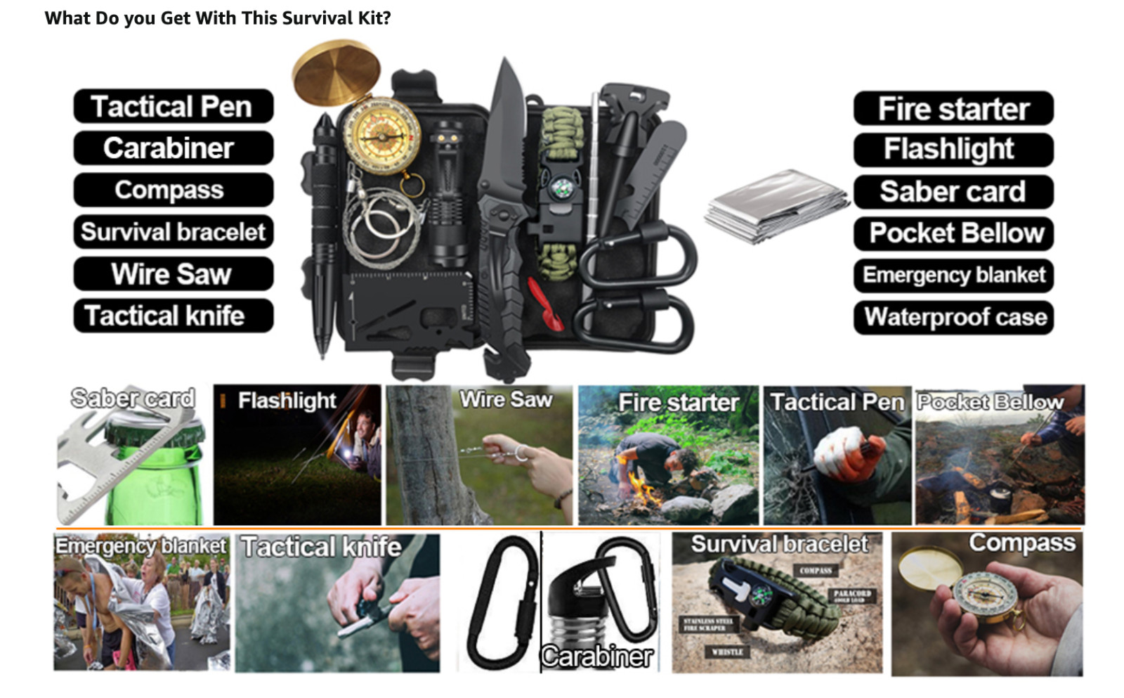 New Outdoor Emergency Survival Gear and Equipment 14 in 1 Tactical Survival Tool