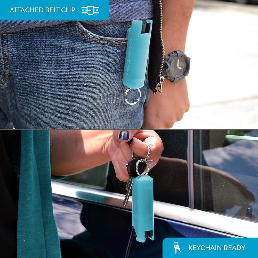 Guard Dog Pepper Spray Light Blue Self Defense Quick Action Hard Case Keychain