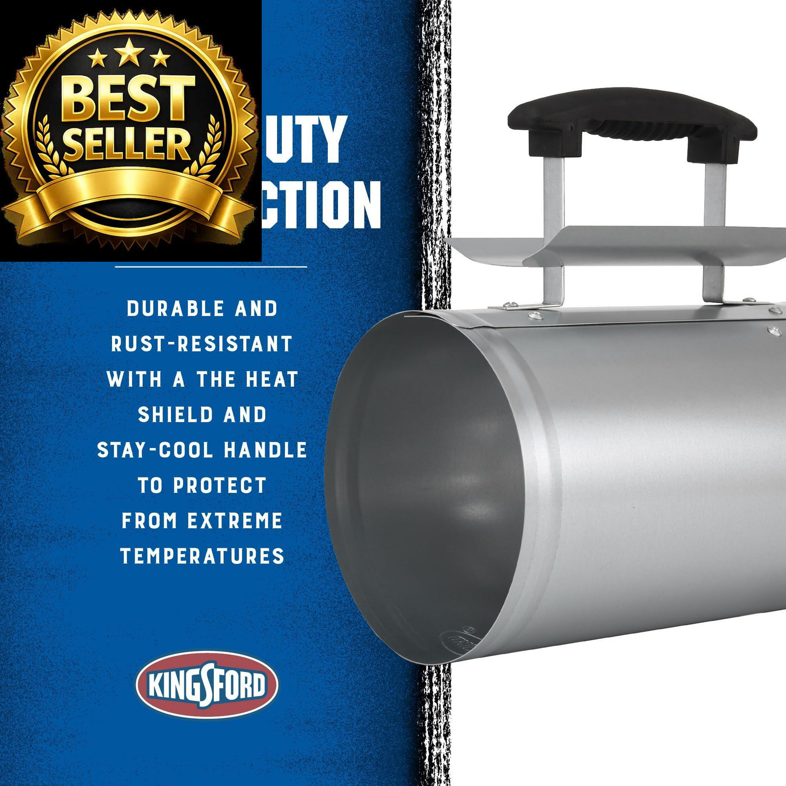 KINGSFORD Heavy Duty Deluxe Charcoal Chimney Starter, Large 6 Count, Silver