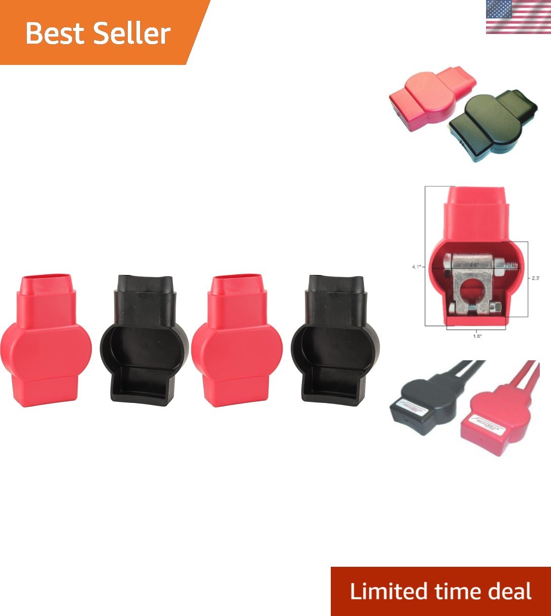 Fastronix Military Spec Battery Terminal Covers Red and Black Pack of 2
