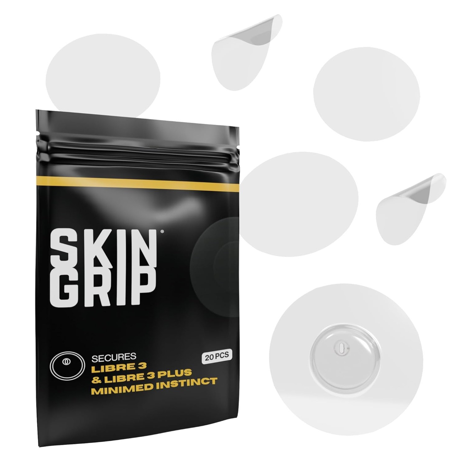 Pre-Cut Clear Adhesive Patches for Libre 3 Sensors – 20 Pack