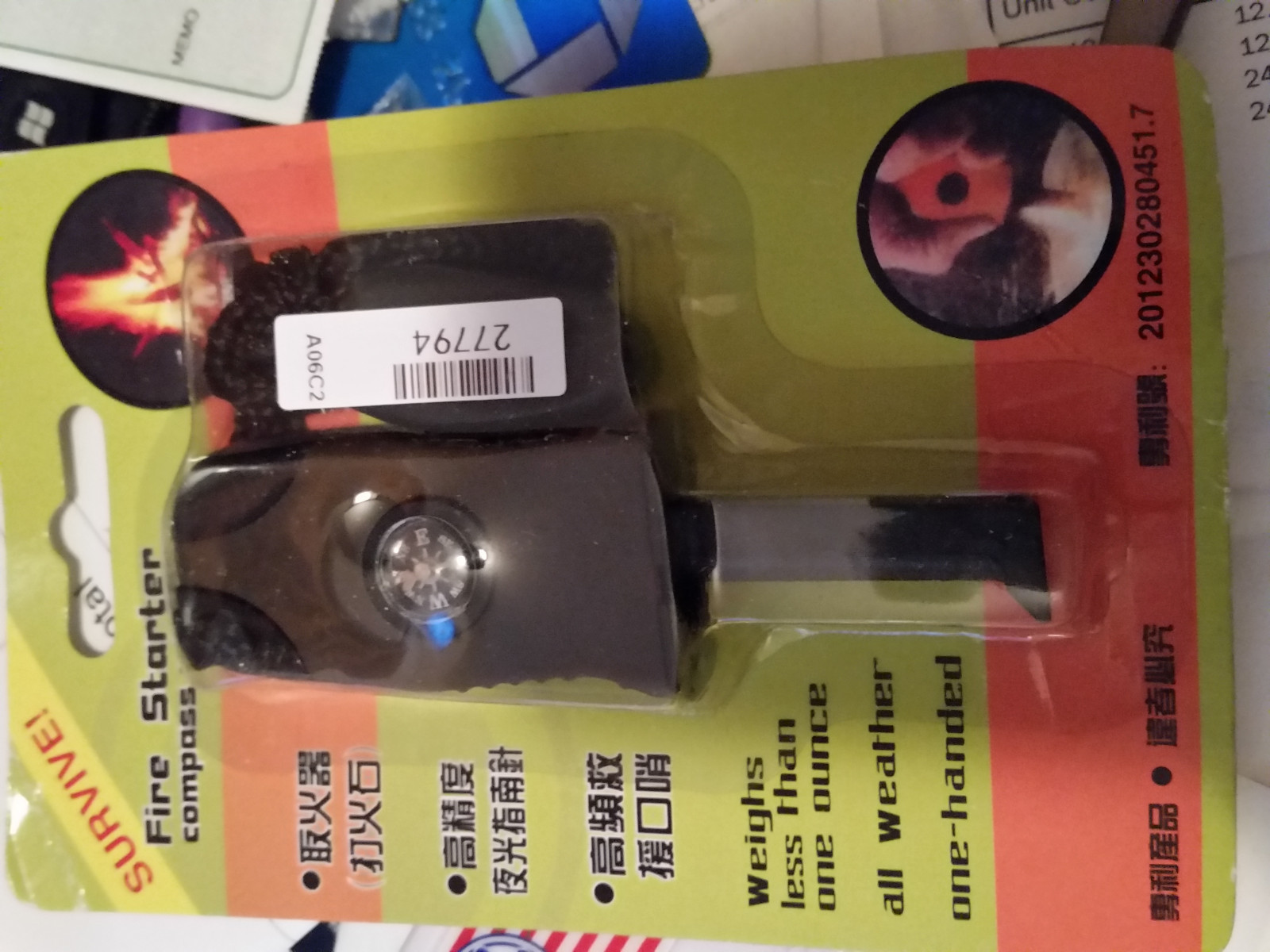 SURVIVE EMERGENCY GEAR MULTI TOOL FIRE STARTER COMPASS WHISTLE NEW