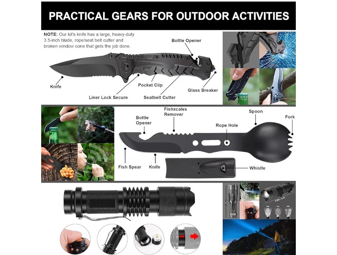 Gifts for Man Dad Husband, 210 PCS Survival First Aid kit, Professional Survival