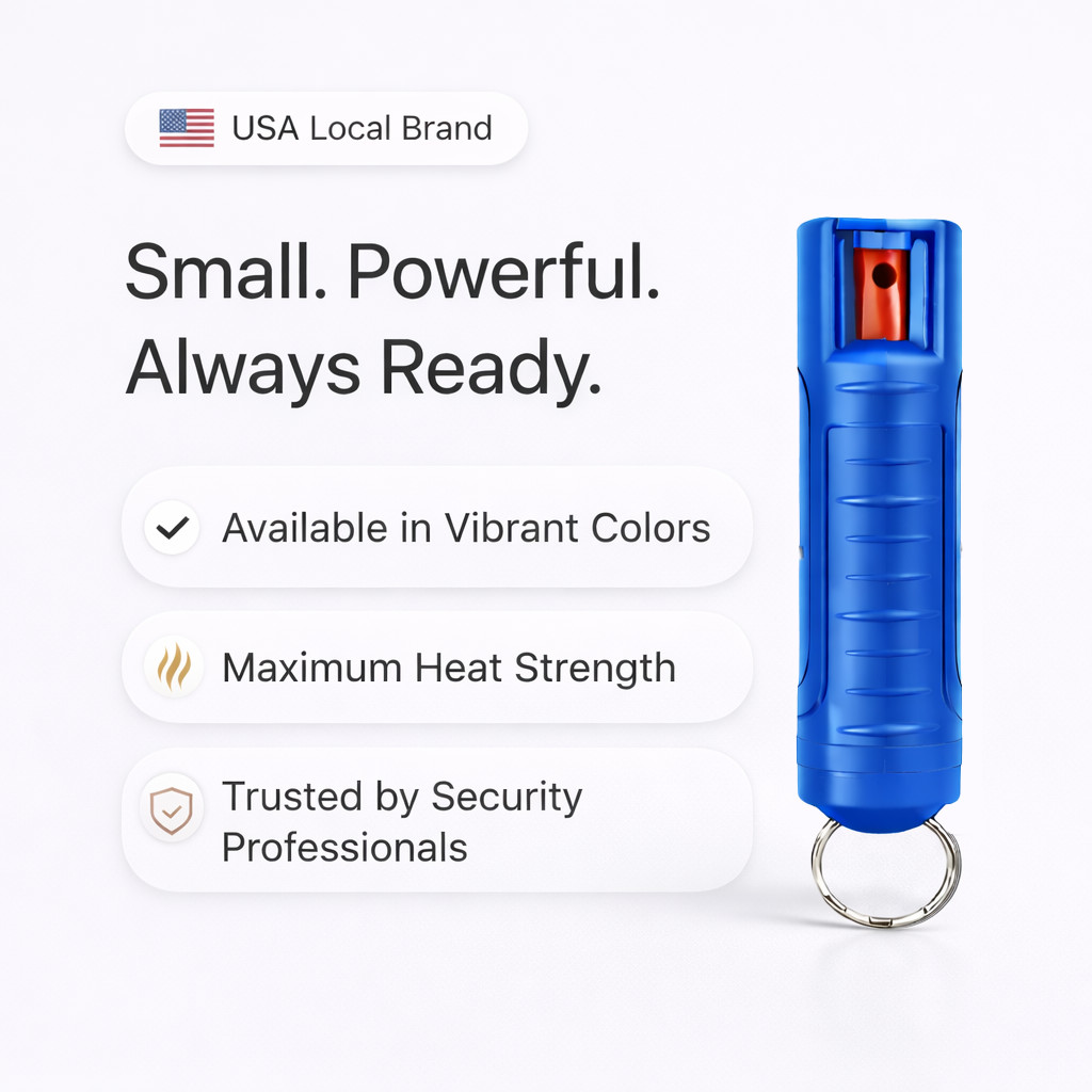 2 Pack Burn Pepper Spray Keychain Police Strength OC 0.5oz Self Defense Blue