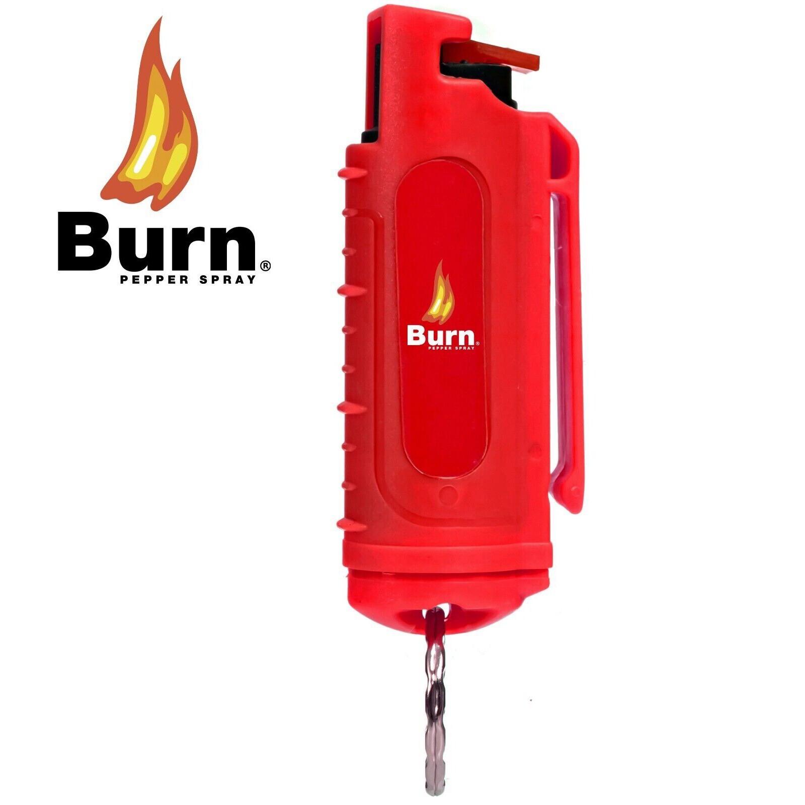 BURN Pepper spray Keychain Self Defense – 1 Pack .50oz Red Safety Top OC