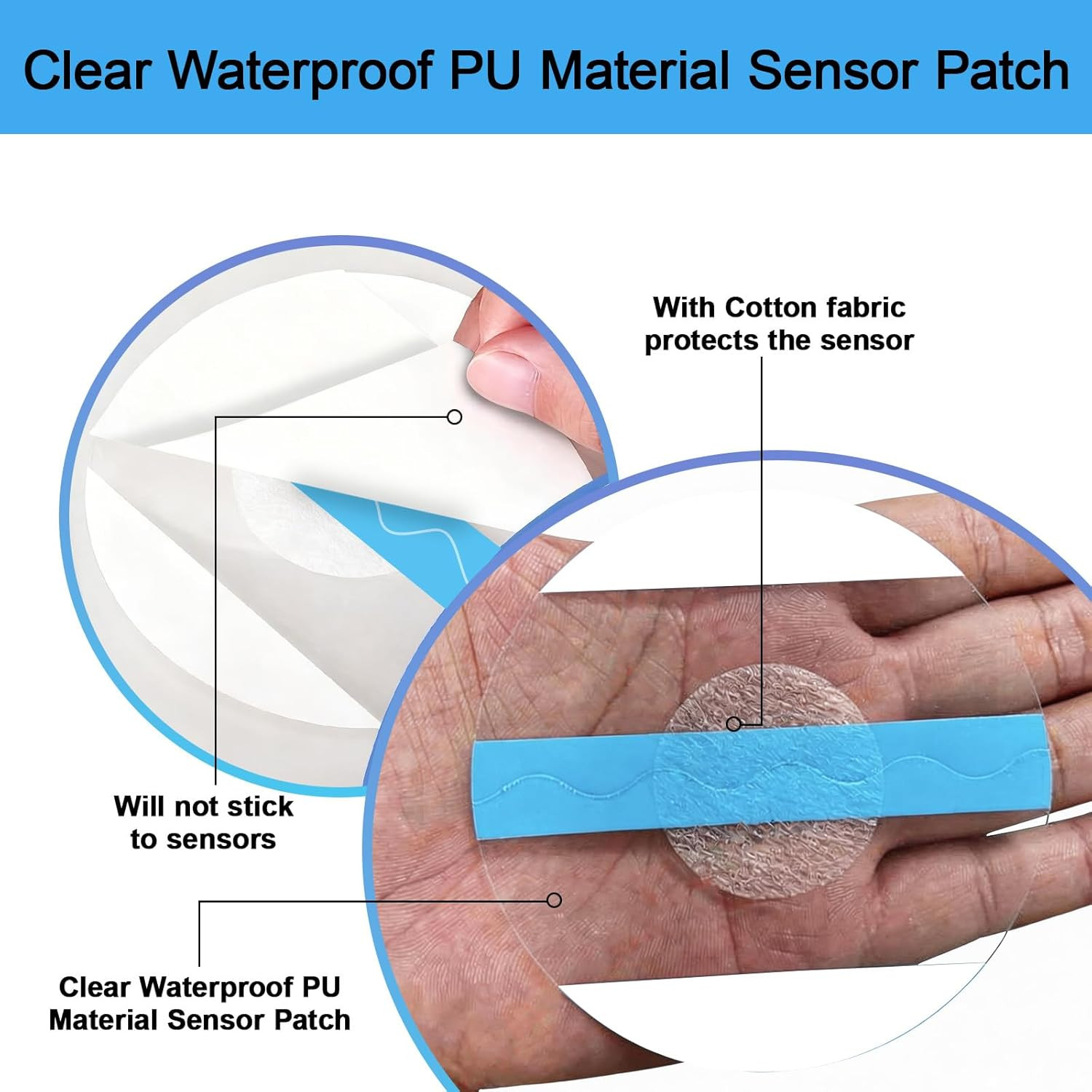 55 Pack Freestyle Sensor Covers for Libre 2/3/Plus, Waterproof Adhesive Patches,