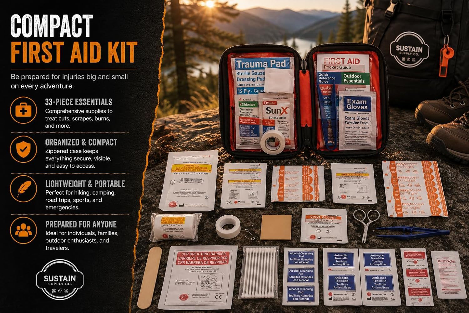Sustain Supply 70491 2-Person 72-Hour Emergency Survival Kit Backpack Complete D