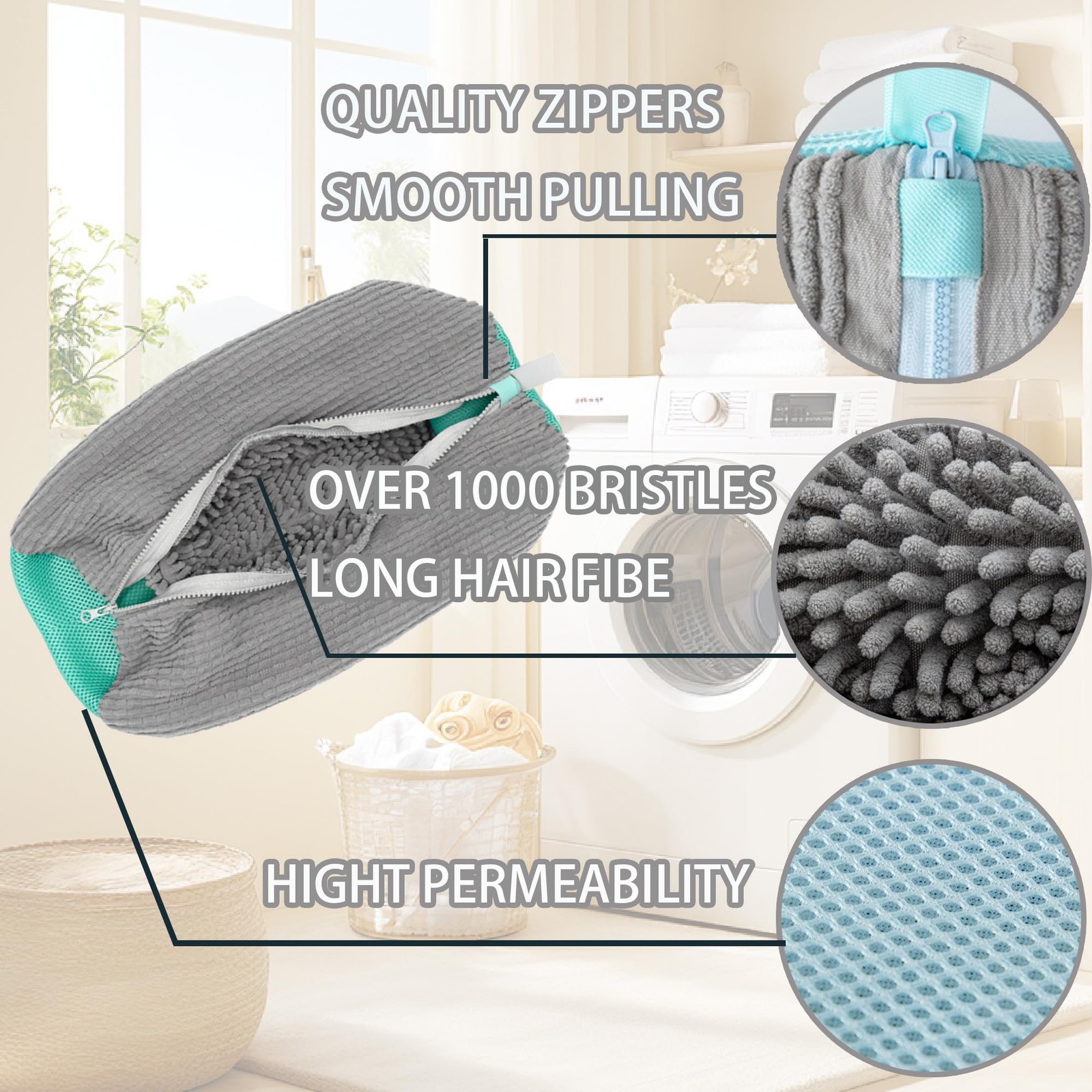 Shoe Washing Machine Bag Laundry for Washer 56.05 liters, Gray 2Pcs