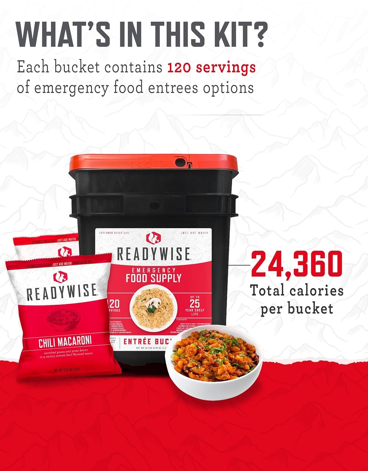 READYWISE – Emergency Food Supply Bucket, 120 Servings, MRE Meal Food…