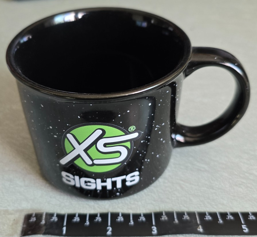 XS Sights Coffee Mug HAND WASH ONLY 12 Ounce Black with White Dots Shot Show