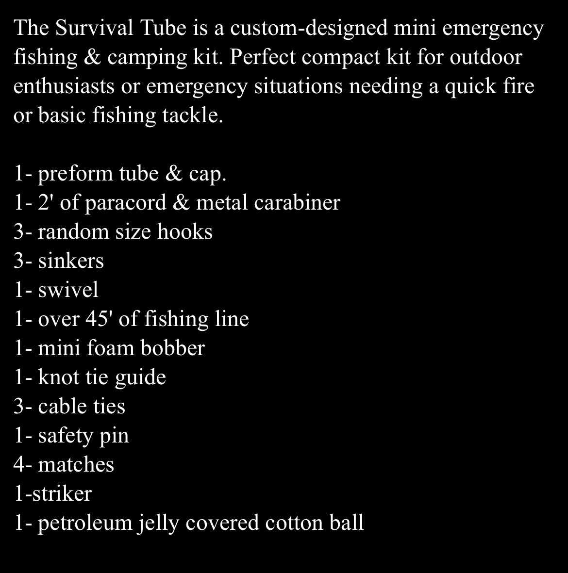 Survival Tube. Mini Emergency Fishing Gear. Custom Designed. lot#4