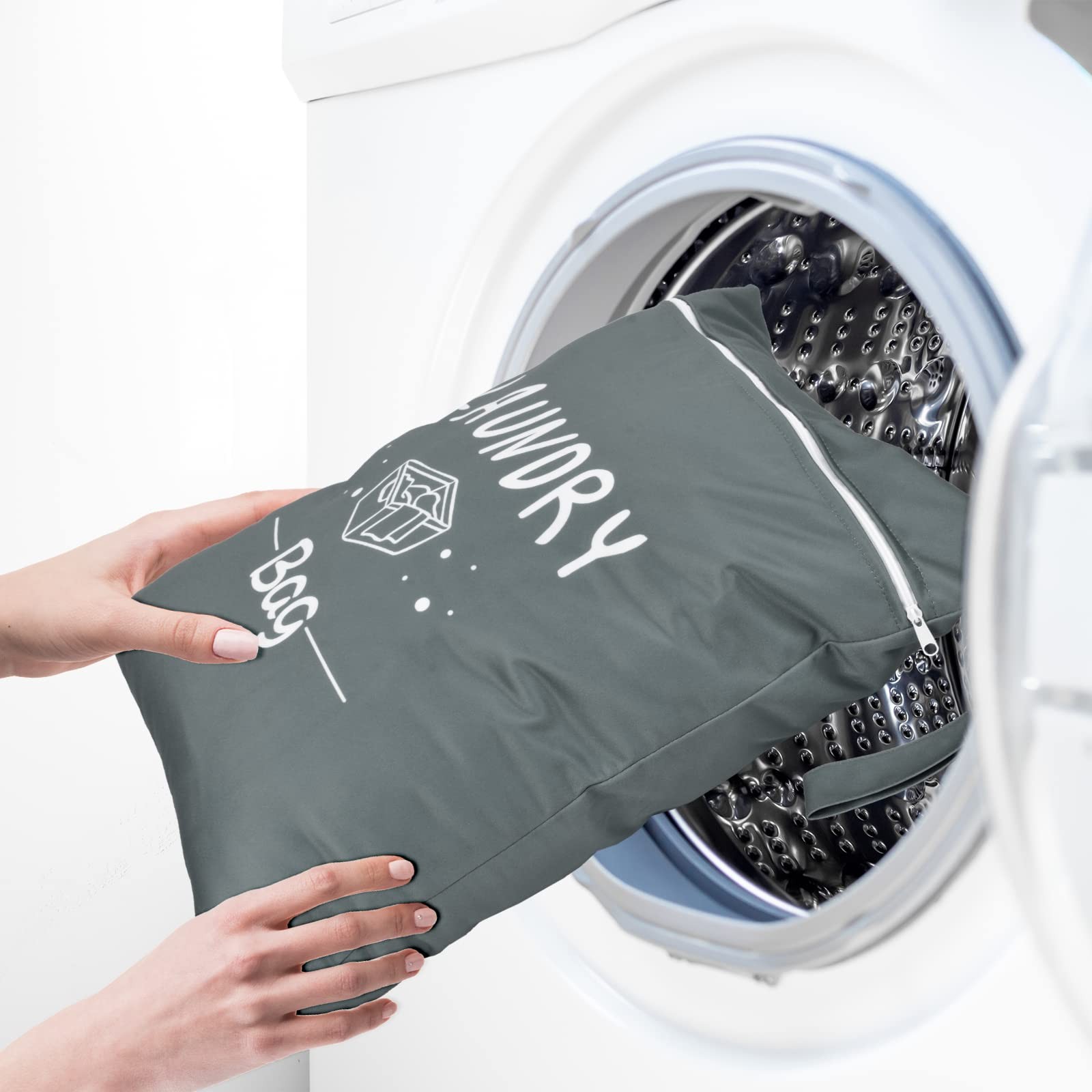 2 Pcs Large Travel Laundry Bags – Waterproof Wet Dry 14.9 x 18.8, Black+Grey