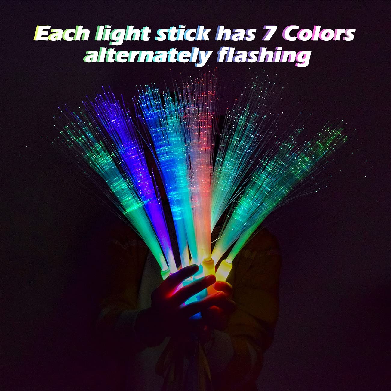 12 Glow Sticks Party Supplies, 3 Modes Color Flashing LED Light Sticks Glow in the…
