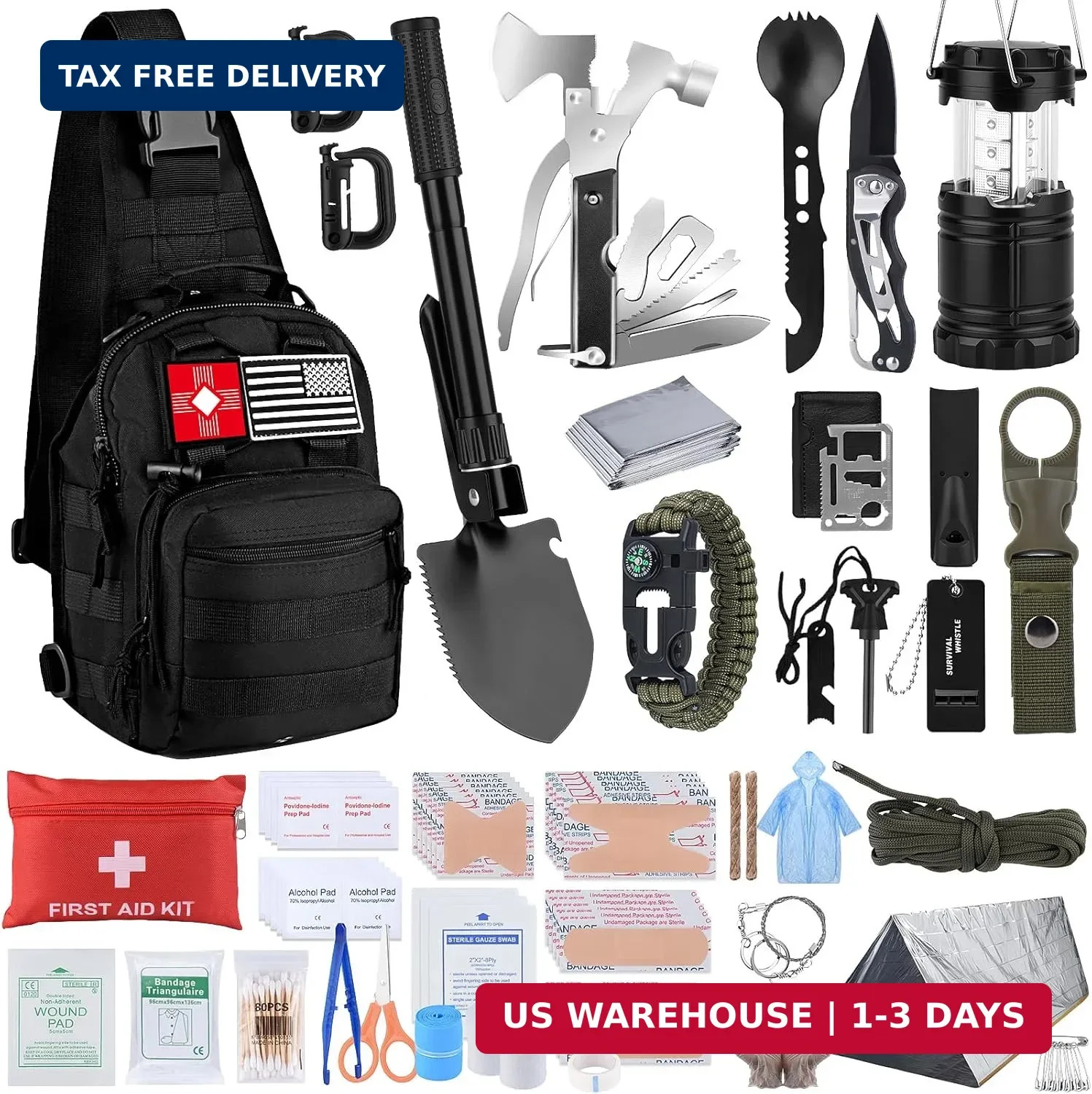 Survival Kit, Gifts for Fathers Day Men, Women, 251pcs Emergency Survival Gear a
