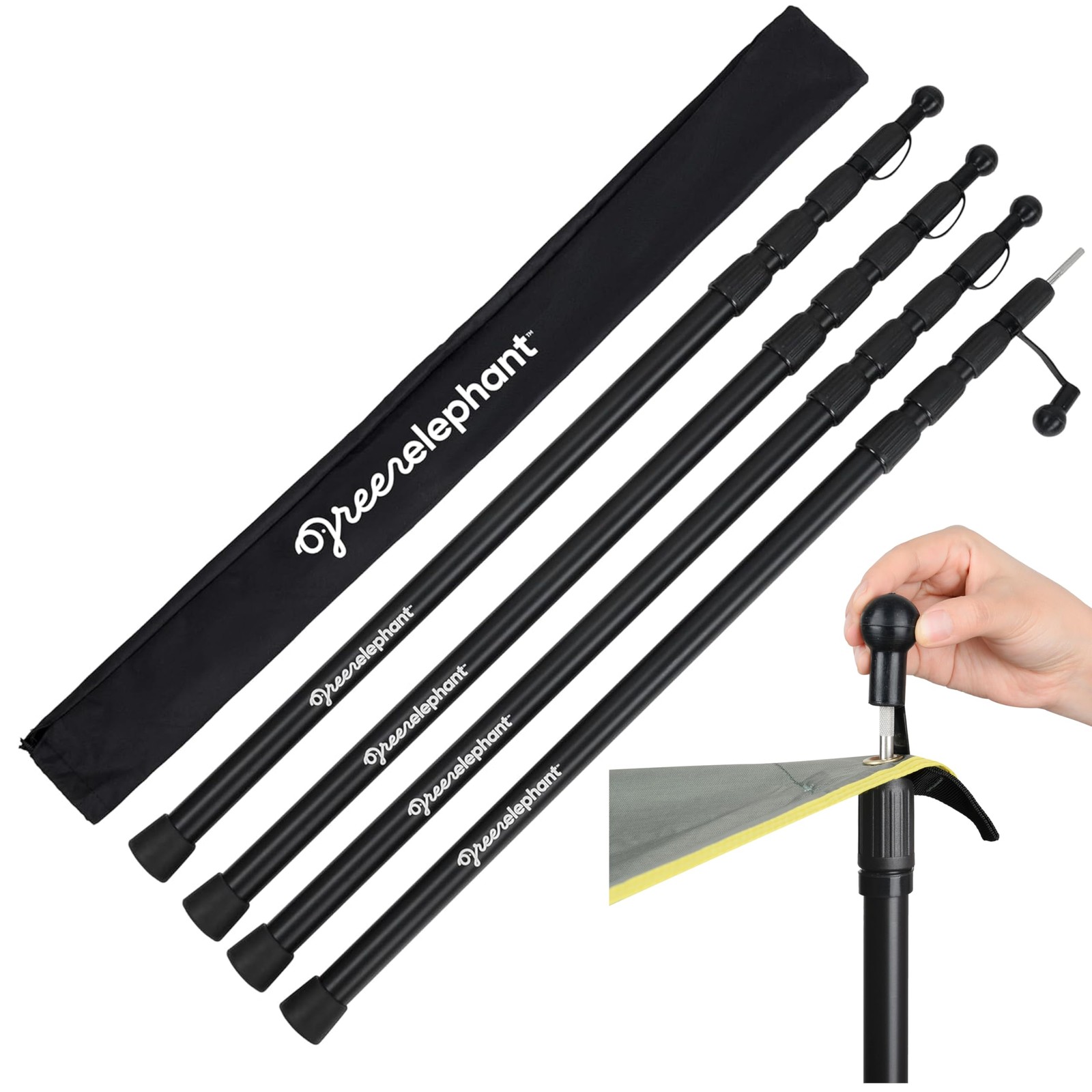 Green Elephant Camping Tarp Poles – Adjustable Aluminum 8′ x 2′, 4