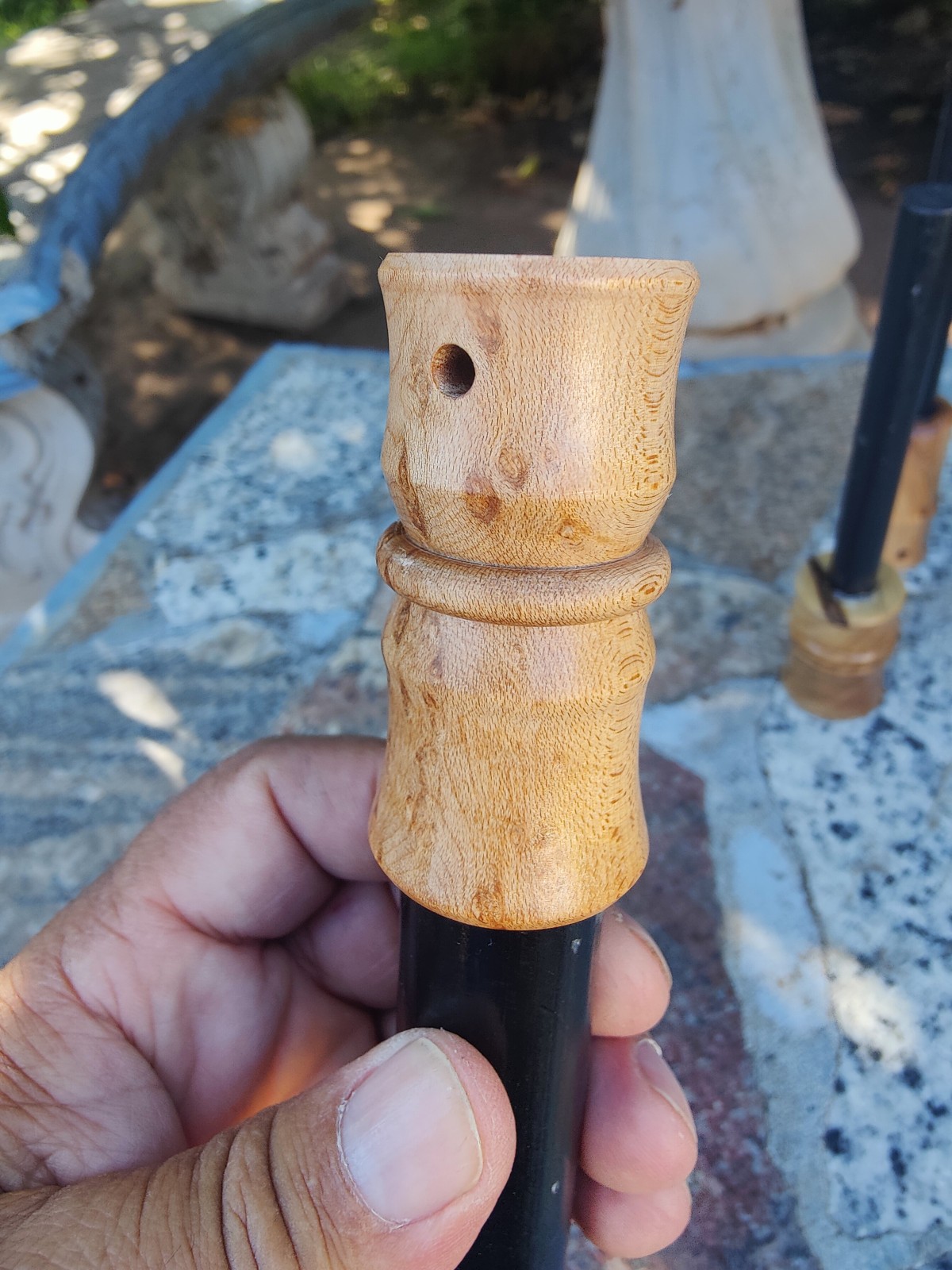 Bushcraft 5″ x 1″ ferrocerium rod with Birdseye maple wood handle | mischmetal