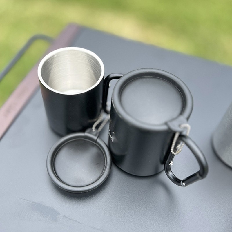 Carabiner Hook Handle Mug with Lid Outdoor Travel Coffee Mug Camping Hiking Cup