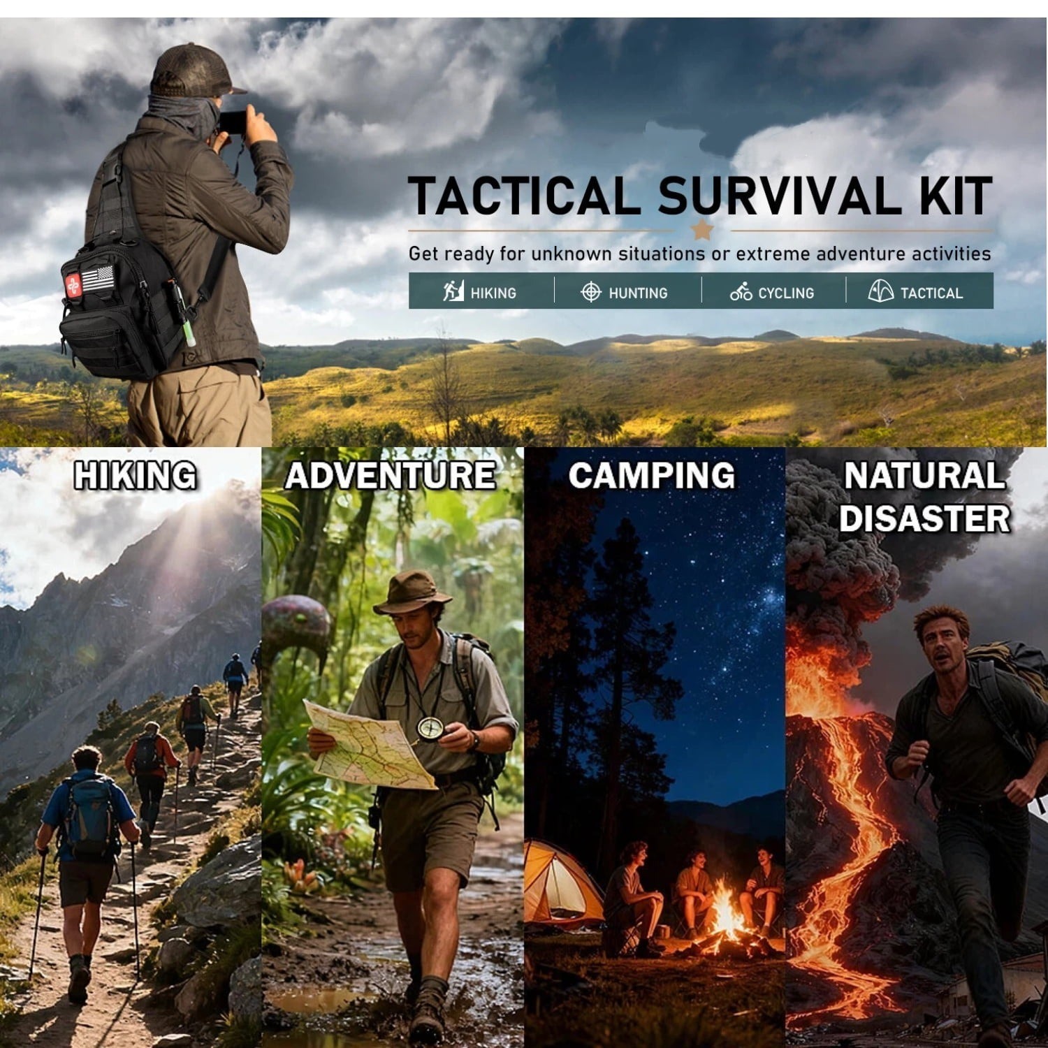 260pc Survival Kit Emergency Gear Supplies for Camping Hiking FREESHIP