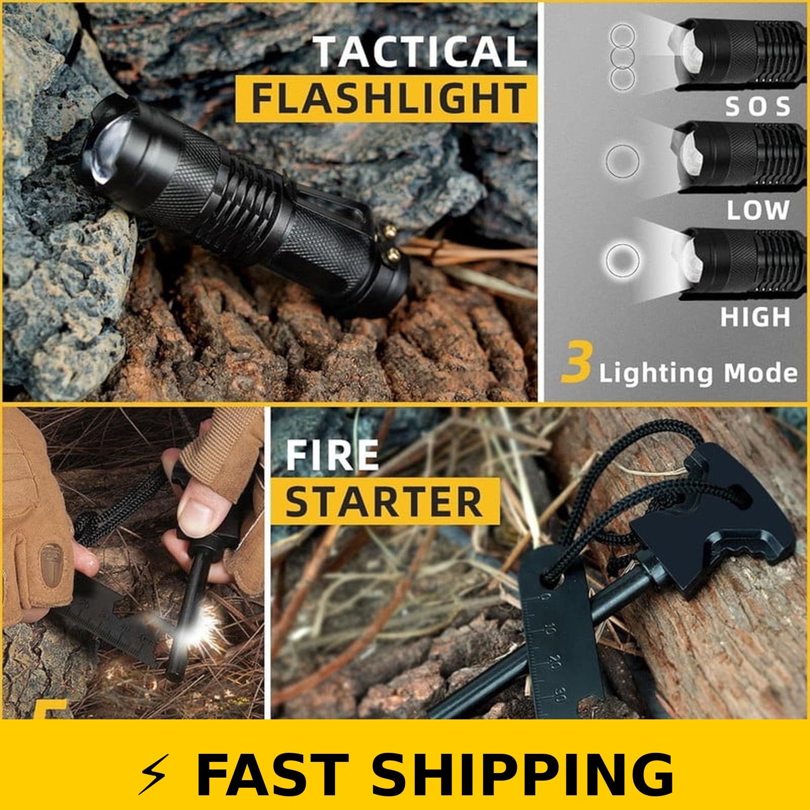 TEIPUERY 57 Pcs Survival Kit for Camping, Hiking, Outdoor Emergency