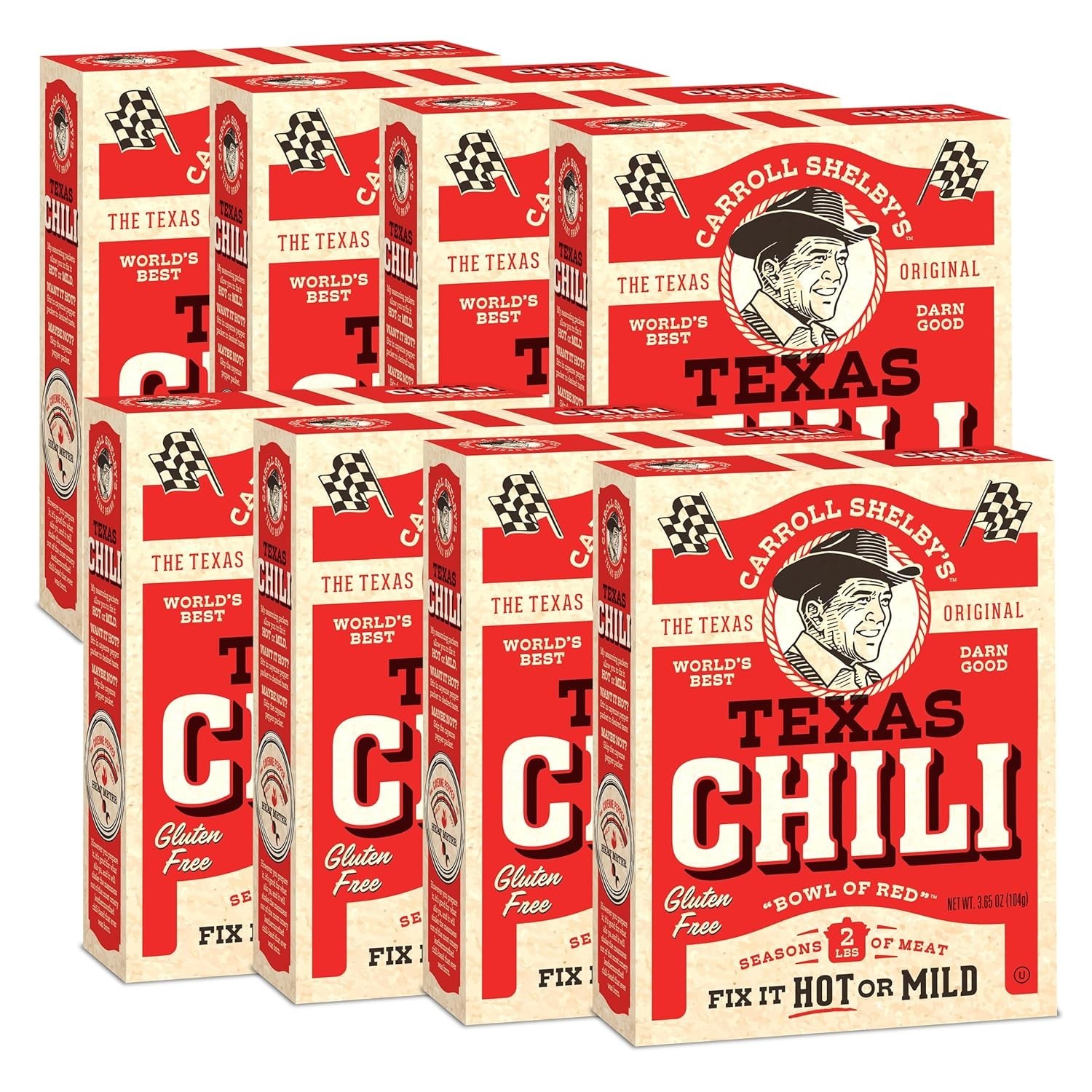 Chili Kit Pack of 8 3.65oz Packets Texas Style Seasoning for Tacos Burgers