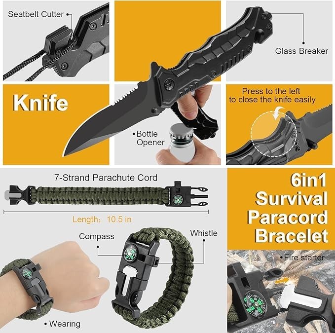 19 Piezas Kit De Supervivencia Herramientas Compacto Militar Camping Aventura US