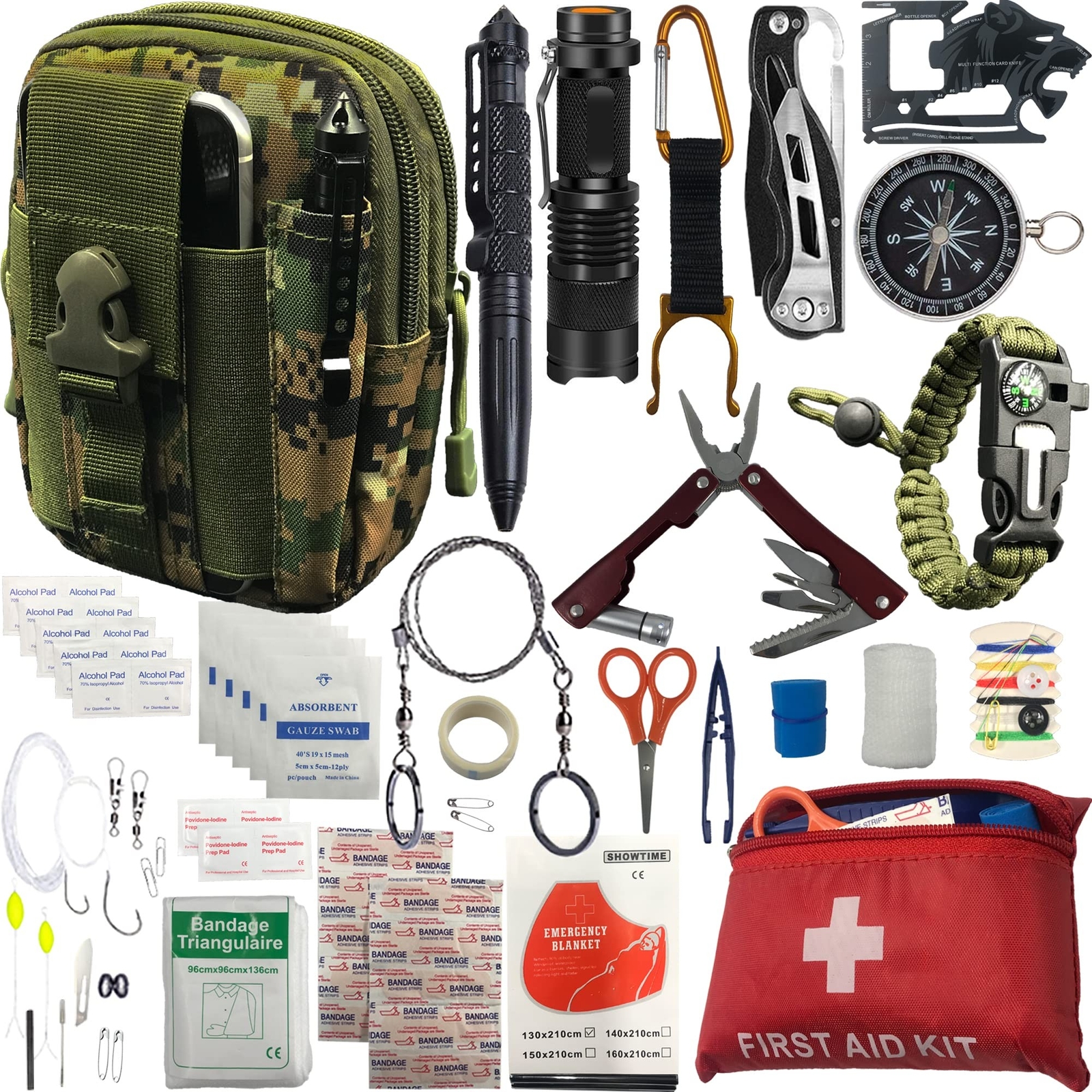 Survival Kit Emergency Supplies -67 Pcs, 14-in-1 Survival Gear: First Aid, Co…