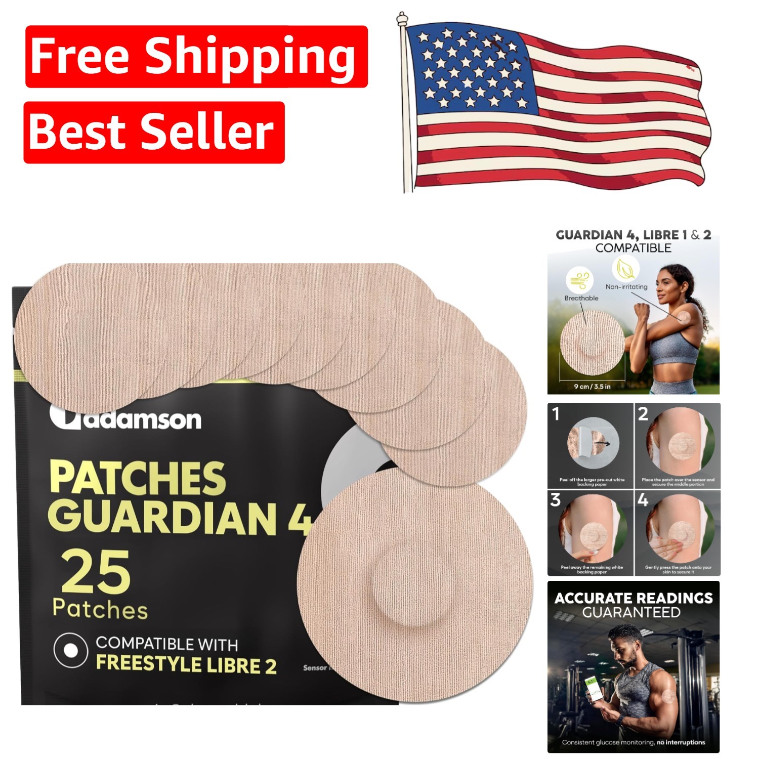 Secure & Gentle Guardian 4 Sensor Patches 25-Pack – Performance Meets Comfort
