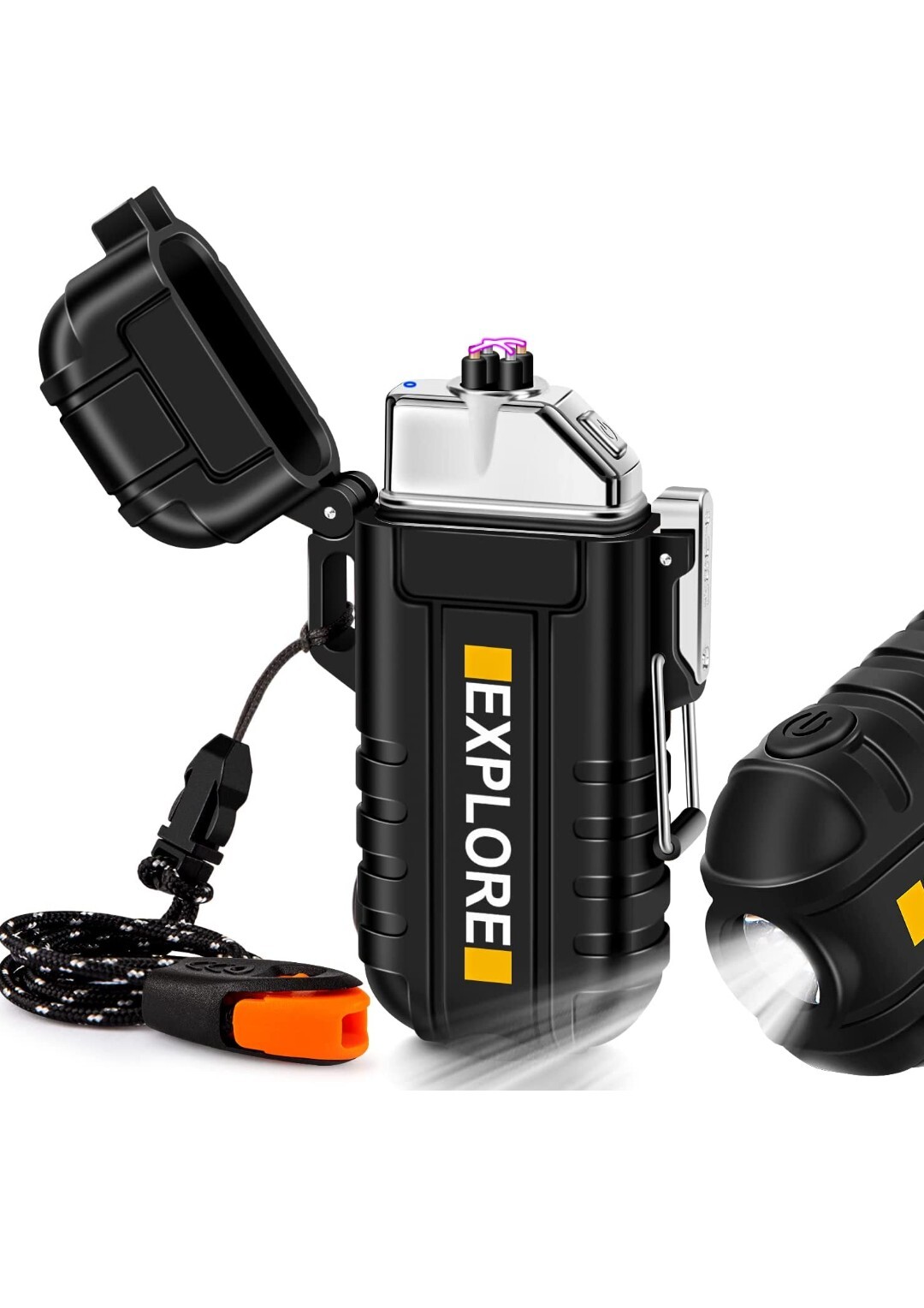 Rechargeable Plasma Lighter / Flashlight Survival Camping Hiking black