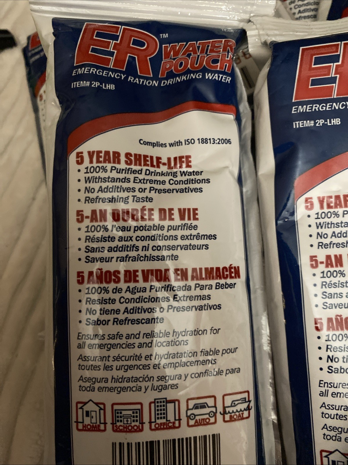 ER Water Pouch Emergency Ration Drinking Water 5-Year Shelf Life -23 Pouches