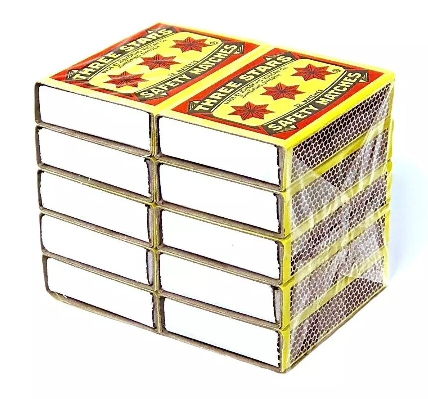 Swedish Camping Matches Three Stars Safety Matches 2 Pks/10 Pks/32 matches ea.