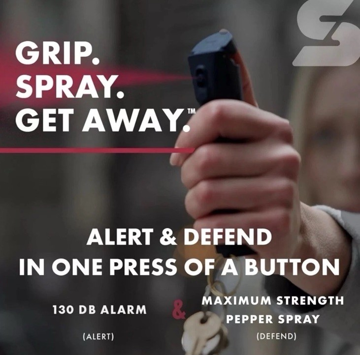 Sabre 2-in-1 Pepper Spray Flip Top 54oz Snow White UV Dye w/Built-in 130dB Alarm