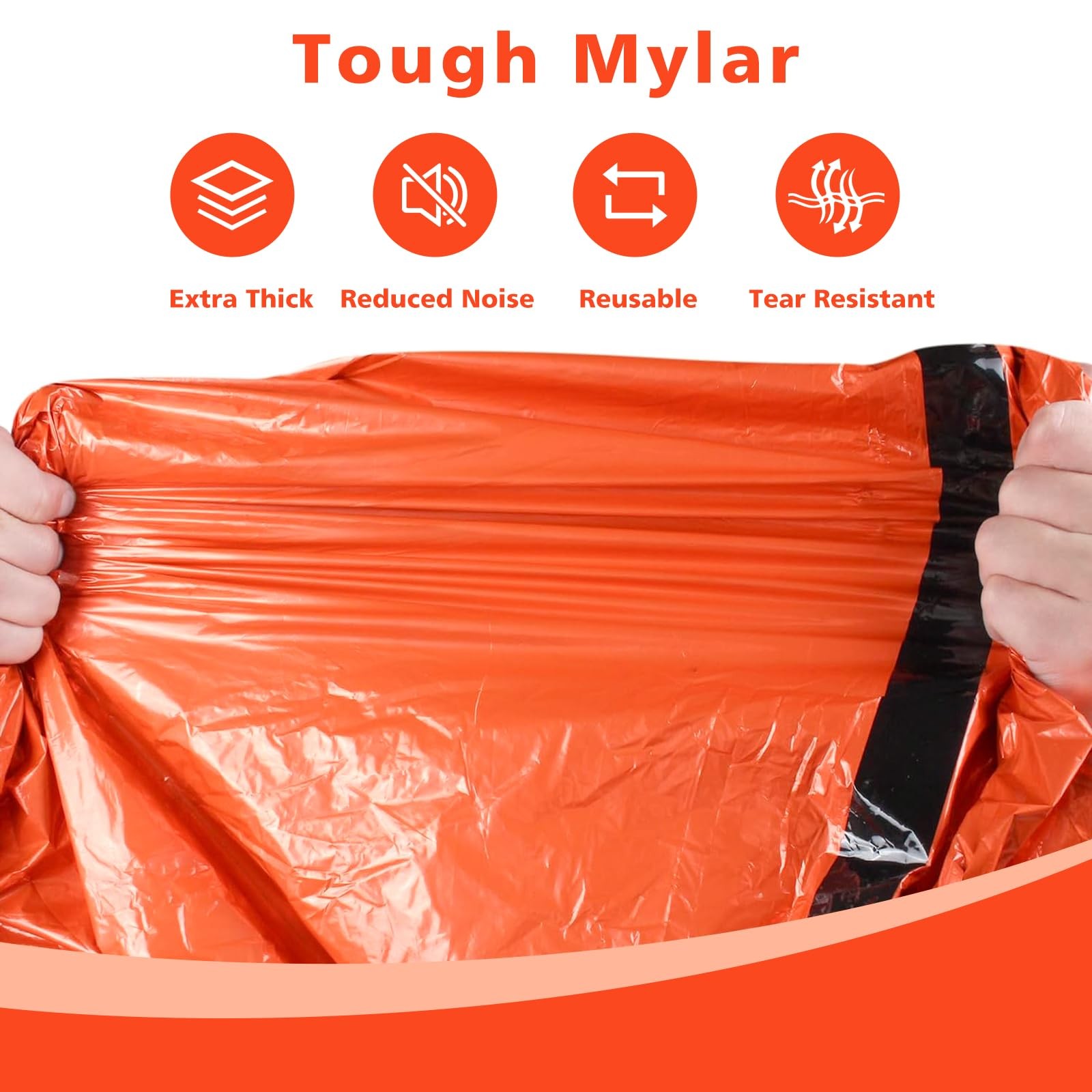 Zmoon Emergency Sleeping Bag Survival Bag, Orange Pack of 2, orange-2pcs