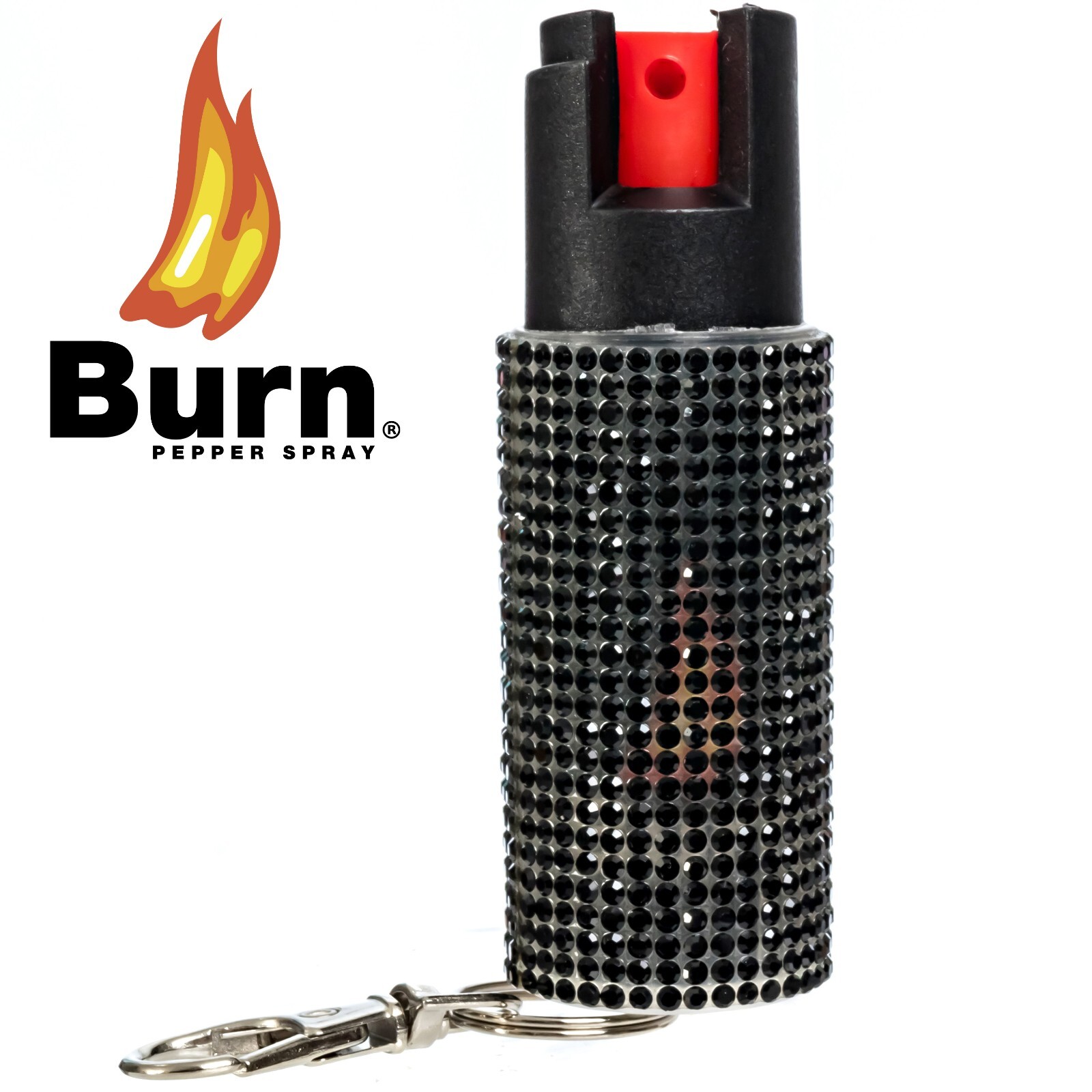 2 Pack Burn Pepper Spray 1/2oz Self Defense in Fashionable Keychain Case Black