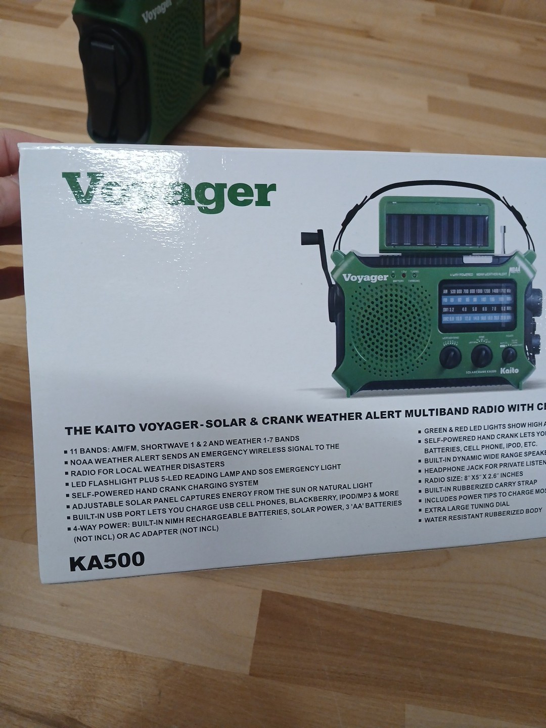Green Kaito KA500 Voyager Solar Crank Battery Survival Radio AM FM Shortwave