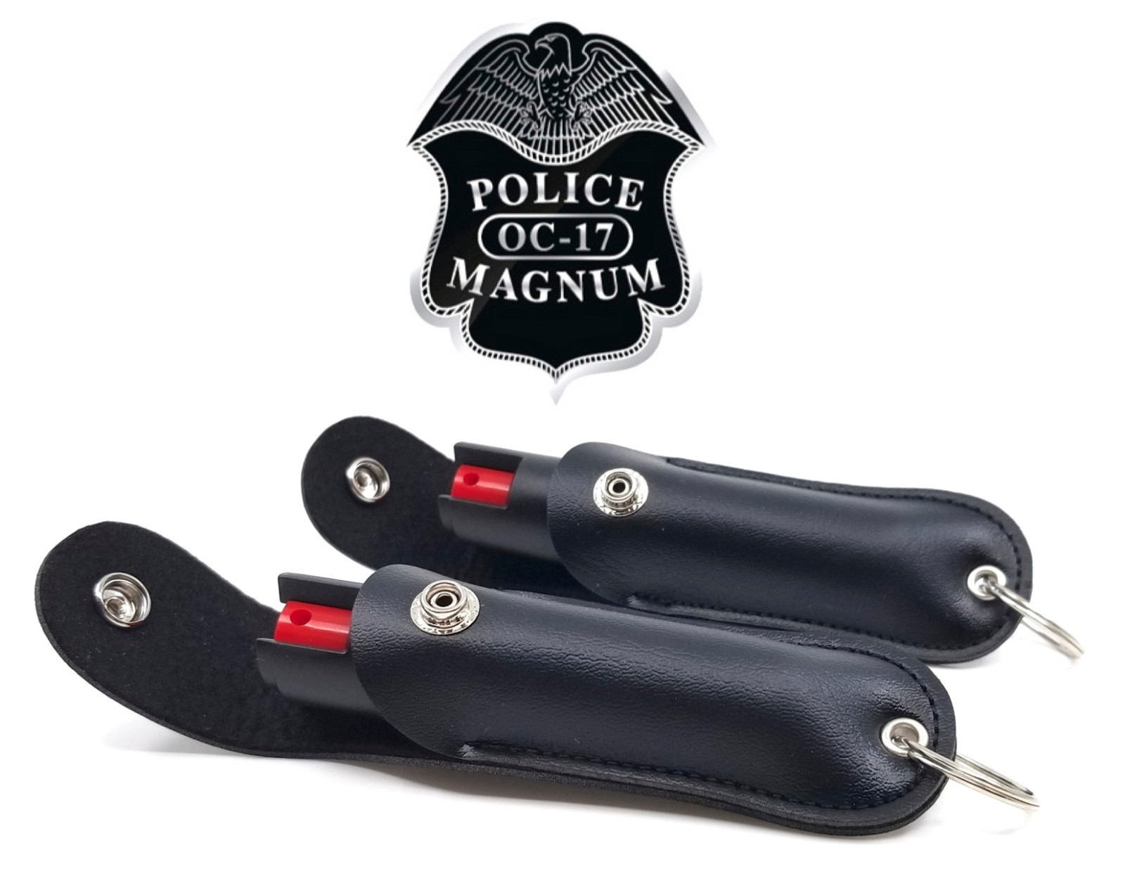 2 Police Magnum pepper spray .50oz black keychain holster defense protection